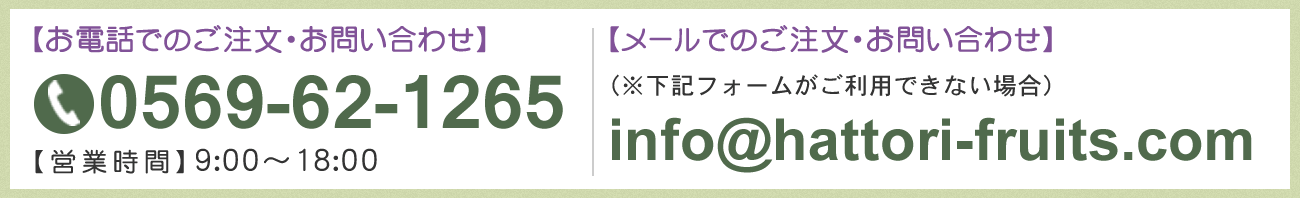 【お電話でのご注文・お問い合わせ】0569-62-1265